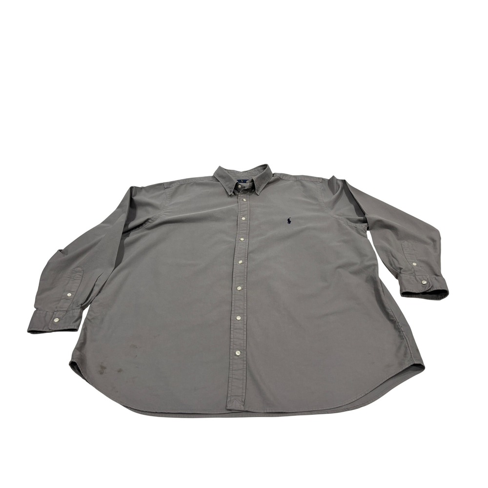 Polo Ralph Lauren Shirt Mens 3XB Gray Long Sleeve Button Down Big Tall Pony Logo